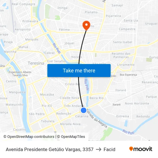 Avenida Presidente Getúlio Vargas, 3357 to Facid map