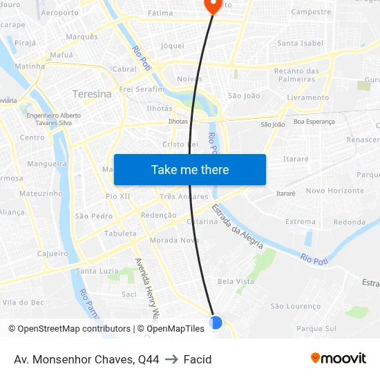 Av. Monsenhor Chaves, Q44 to Facid map