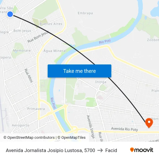 Avenida Jornalista Josipio Lustosa, 5700 to Facid map