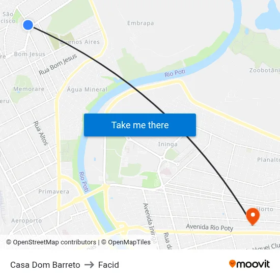 Casa Dom Barreto to Facid map