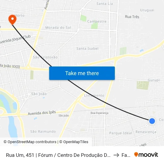 Rua Um, 451 | Fórum / Centro De Produção Do Redonda to Facid map