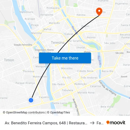 Av. Benedito Ferreira Campos, 648 | Restaurante Da Nega to Facid map