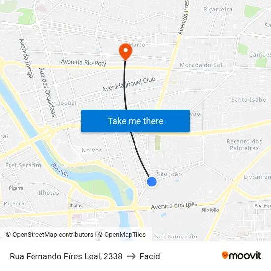 Rua Fernando Píres Leal, 2338 to Facid map