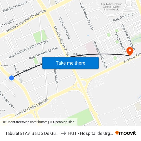 Tabuleta | Av. Barão De Gurguéia - Sentido Bairro to HUT - Hospital de Urgências de Teresina map