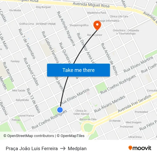 Praça João Luis Ferreira to Medplan map