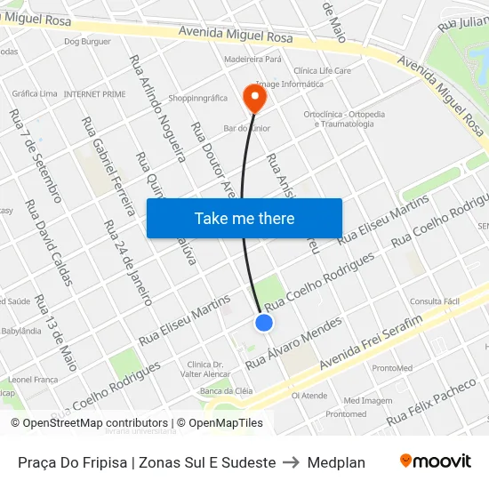 Praça Do Fripisa | Zonas Sul E Sudeste to Medplan map