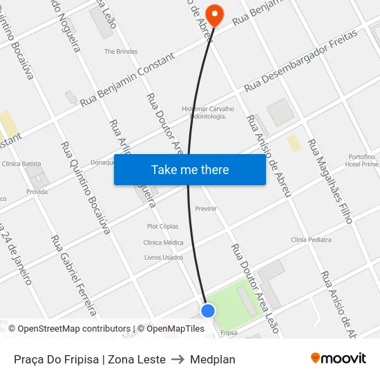 Praça Do Fripisa | Zona Leste to Medplan map