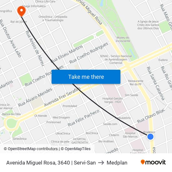 Avenida Miguel Rosa, 3640 | Servi-San to Medplan map