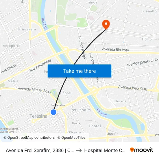 Avenida Frei Serafim, 2386 | Ccs/Hgv to Hospital Monte Castelo map