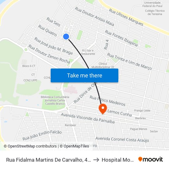 Rua Fidalma Martins De Carvalho, 4355 | Cond. Santa Marta to Hospital Monte Castelo map