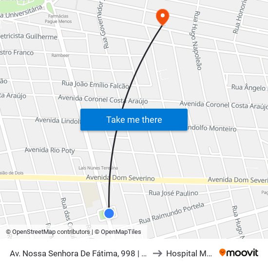 Av. Nossa Senhora De Fátima, 998 | Paróquia Nossa Sra. De Fátima to Hospital Monte Castelo map