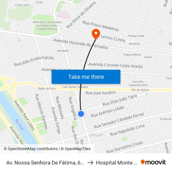 Av. Nossa Senhora De Fátima, 699 | Drogasil to Hospital Monte Castelo map