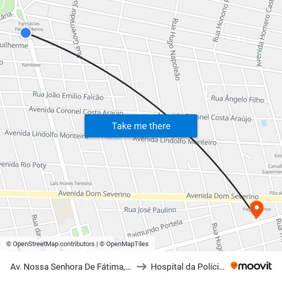 Av. Nossa Senhora De Fátima, 1995 | Drogaria Globo to Hospital da Polícia Militar - HPM map