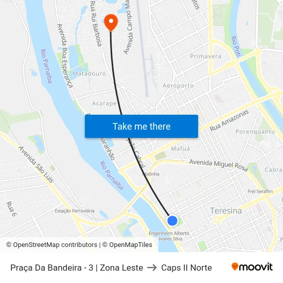 Praça Da Bandeira - 3 | Zona Leste to Caps II Norte map