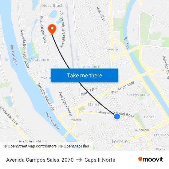 Avenida Campos Sales, 2070 to Caps II Norte map