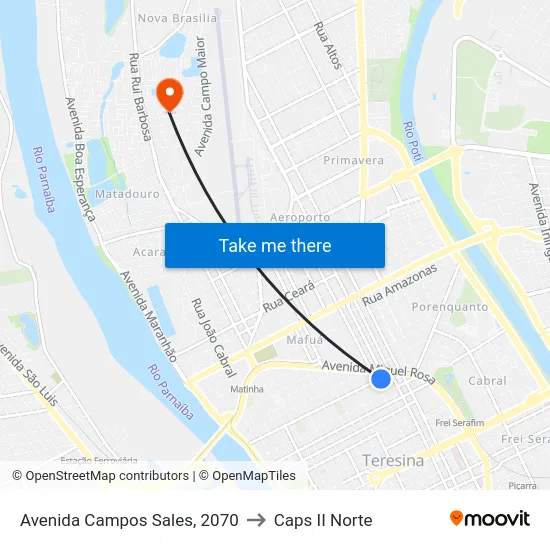Avenida Campos Sales, 2070 to Caps II Norte map