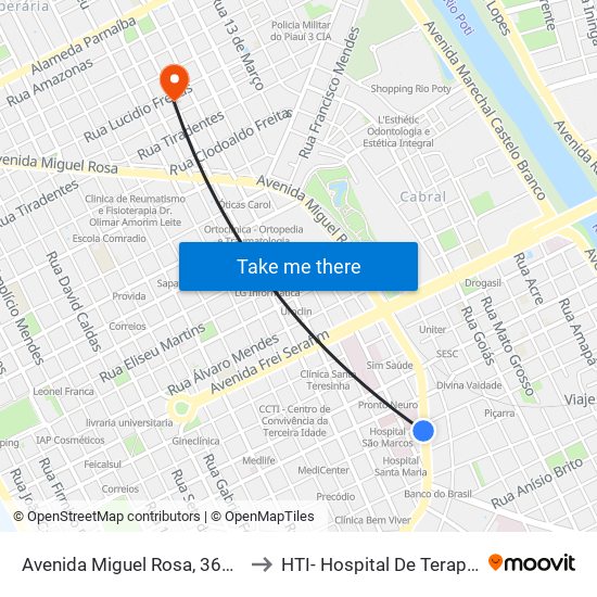 Avenida Miguel Rosa, 3640 | Servi-San to HTI- Hospital De Terapia Intensiva map