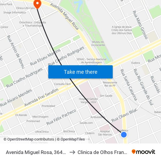 Avenida Miguel Rosa, 3640 | Servi-San to Clinica de Olhos Francisco Villar map