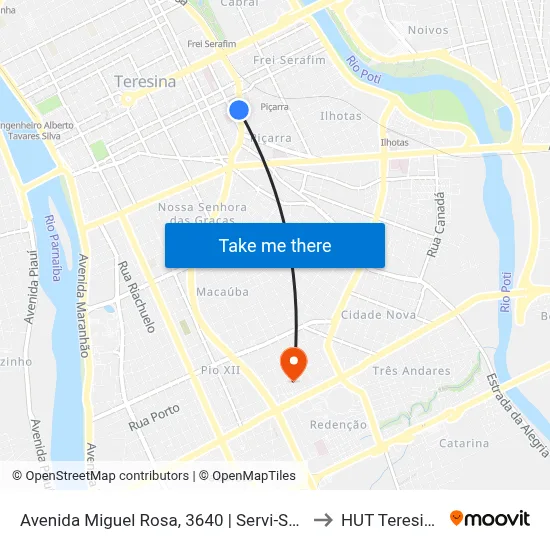 Avenida Miguel Rosa, 3640 | Servi-San to HUT Teresina map