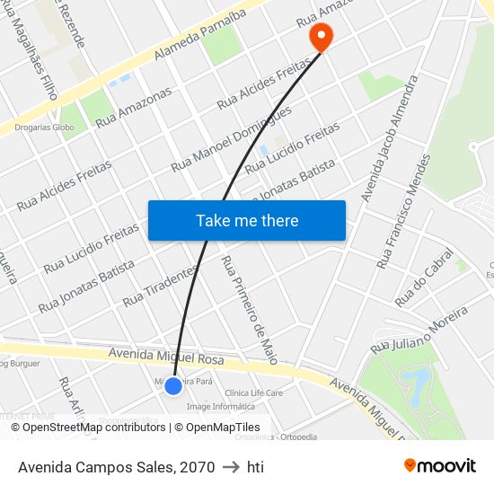Avenida Campos Sales, 2070 to hti map