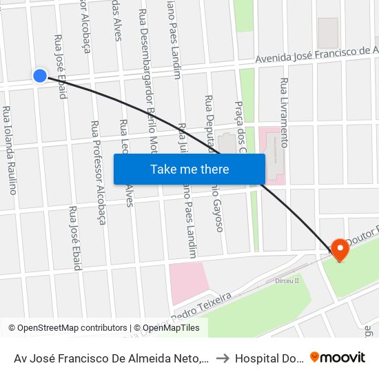 Av José Francisco De Almeida Neto, 2665 | Selecta Modas to Hospital Do Dirceu 2 map