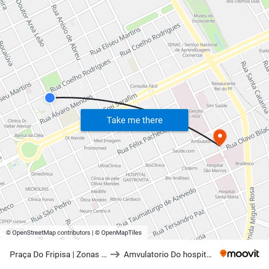 Praça Do Fripisa | Zonas Sul E Sudeste to Amvulatorio Do hospital sao marcos map