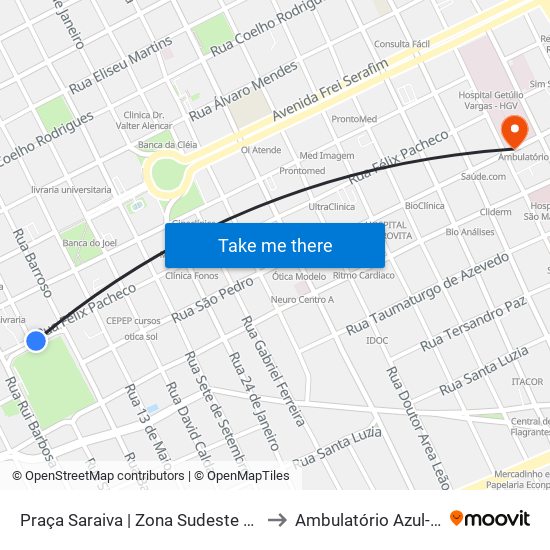 Praça Saraiva | Zona Sudeste E Timon to Ambulatório Azul- HGV map