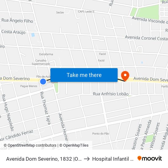 Avenida Dom Severino, 1832 |Oposto Ao Pão De Açucar to Hospital Infantil Lucidio Portela map