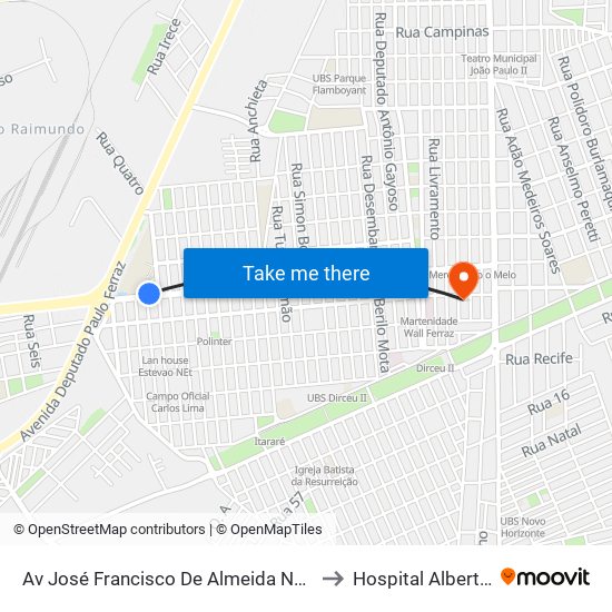 Av José Francisco De Almeida Neto, 1869 | Fundação Bradesco to Hospital Alberto Neto Dirceu ll map