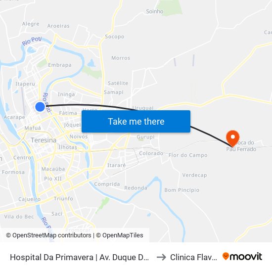 Hospital Da Primavera | Av. Duque De Caxias - Sentido Centro to Clinica Flavio Santos map