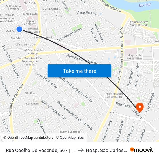 Rua Coelho De Resende, 567 | Modelo Lanches to Hosp. São Carlos Barromeu map