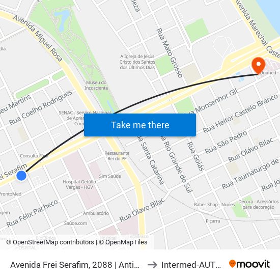 Avenida Frei Serafim, 2088 | Antigo Hiper Bompreço to Intermed-AUTORIZAÇAO map