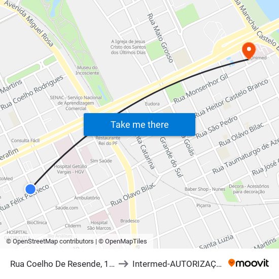 Rua Coelho De Resende, 132 to Intermed-AUTORIZAÇAO map