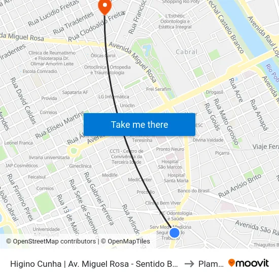 Higino Cunha | Av. Miguel Rosa - Sentido Bairro to Plamta map