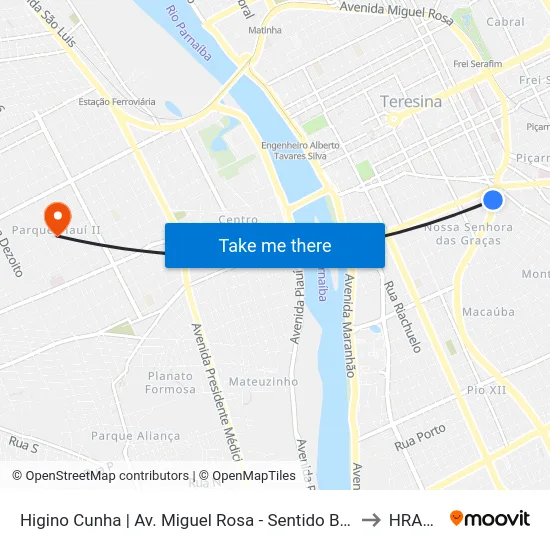Higino Cunha | Av. Miguel Rosa - Sentido Bairro to HRANP map
