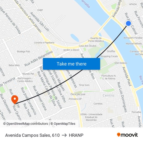 Avenida Campos Sales, 610 to HRANP map