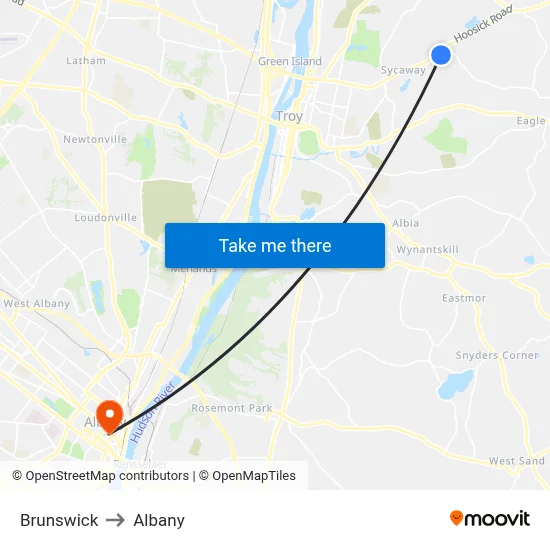 Brunswick to Albany map