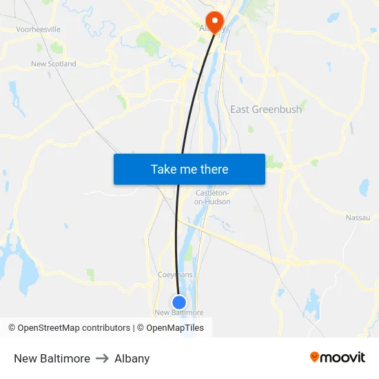 New Baltimore to Albany map