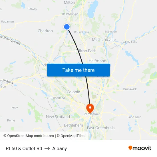 Rt 50 & Outlet Rd to Albany map