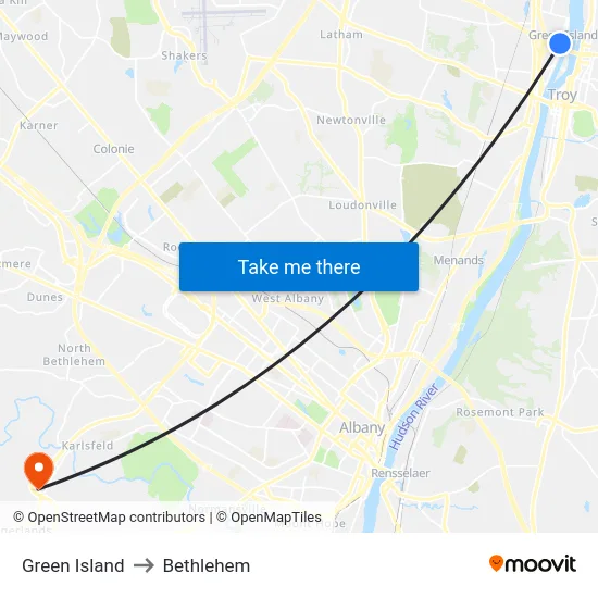 Green Island to Bethlehem map