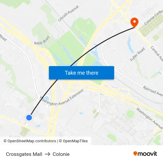 Crossgates Mall to Colonie map