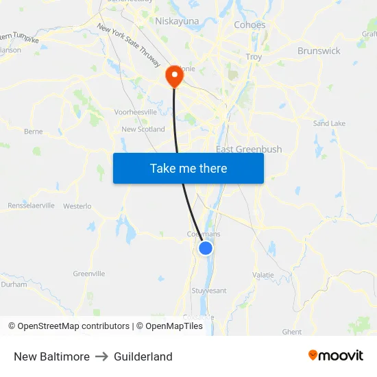 New Baltimore to Guilderland map
