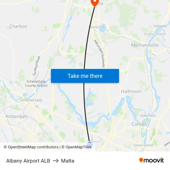 Albany Airport ALB to Malta map
