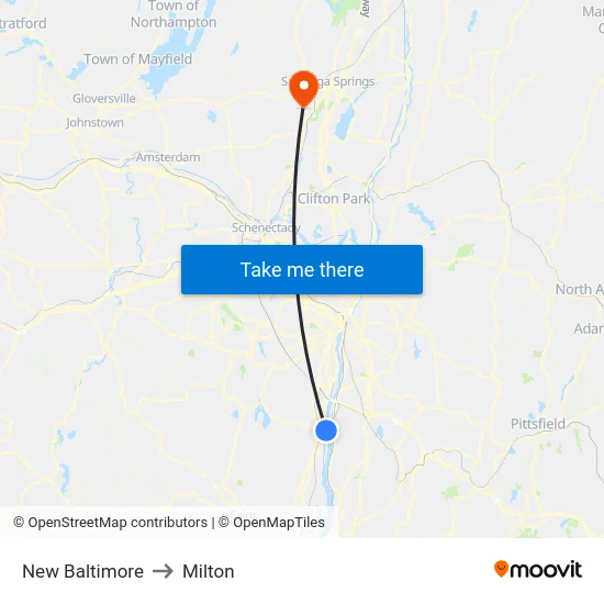 New Baltimore to Milton map