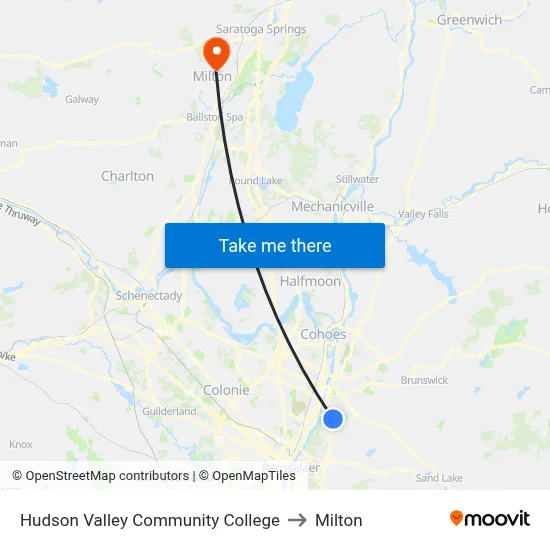 Hudson Valley Community College to Milton map