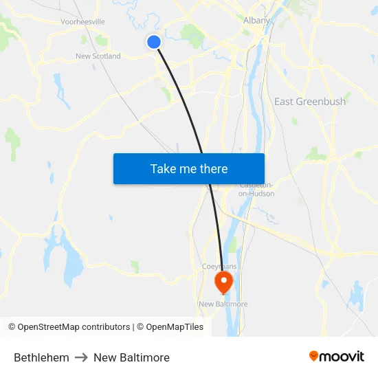 Bethlehem to New Baltimore map