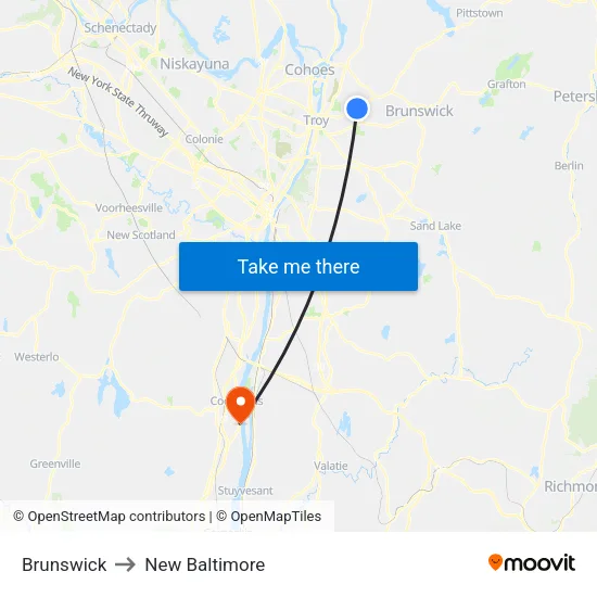 Brunswick to New Baltimore map
