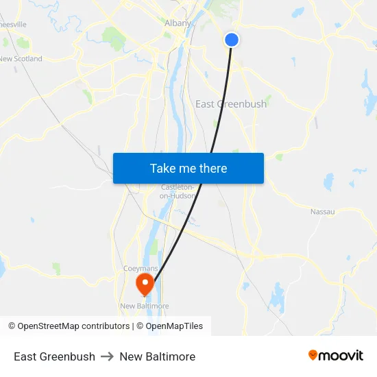 East Greenbush to New Baltimore map