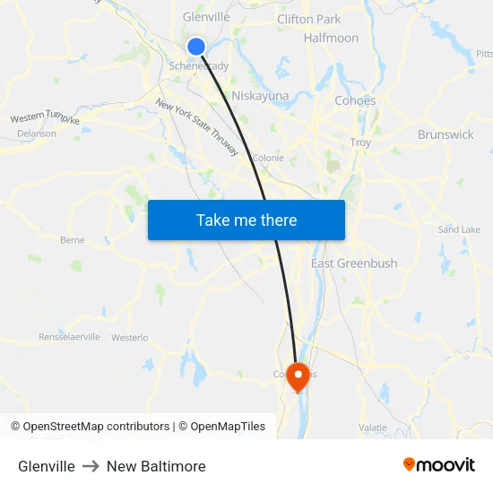 Glenville to New Baltimore map