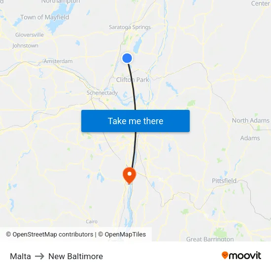 Malta to New Baltimore map